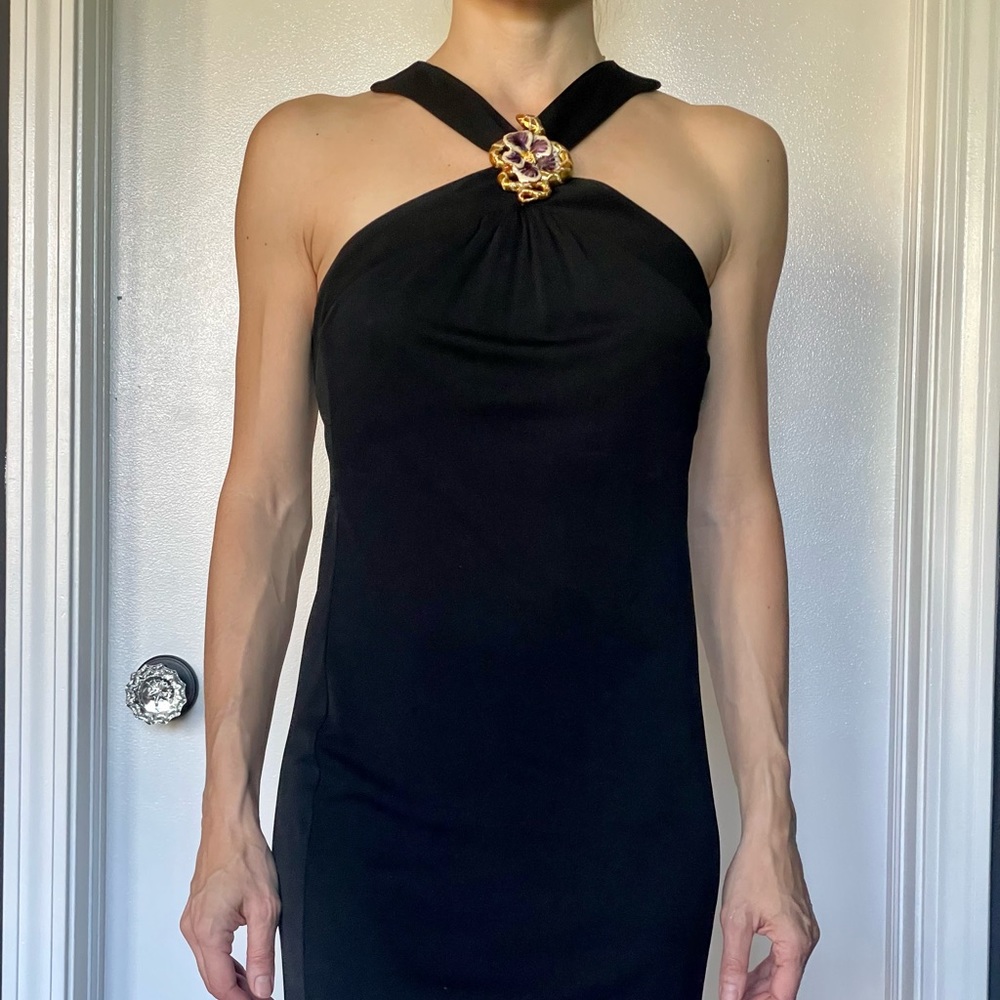 Roberto Cavalli gold snake mini dress black size 38 / 2